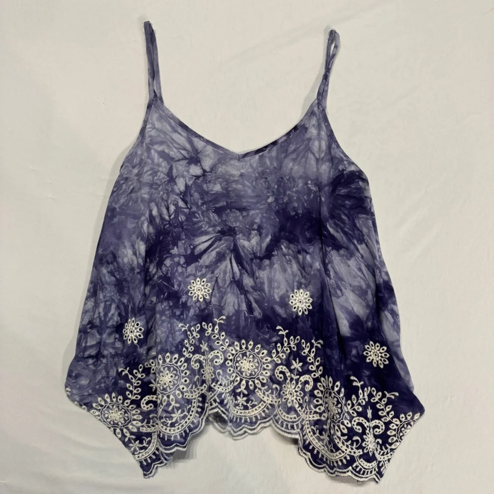 Rue21 Tie-dye‎ Handkerchief Tank Top Blue & white Size XS